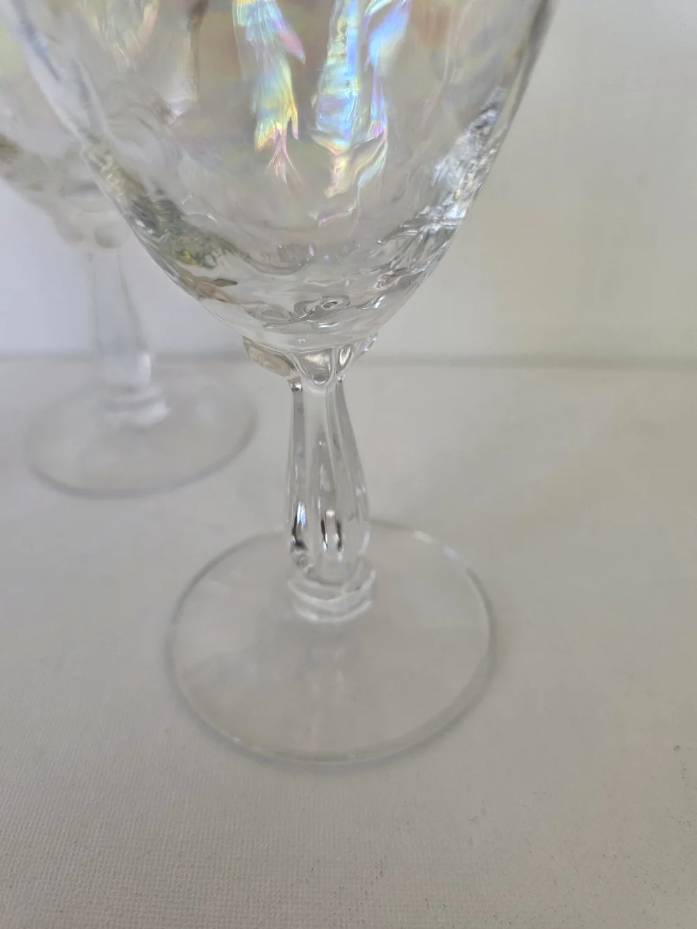 Fostoria Iridescent Wine Glasses - Set of 3 (Holographic Finish)